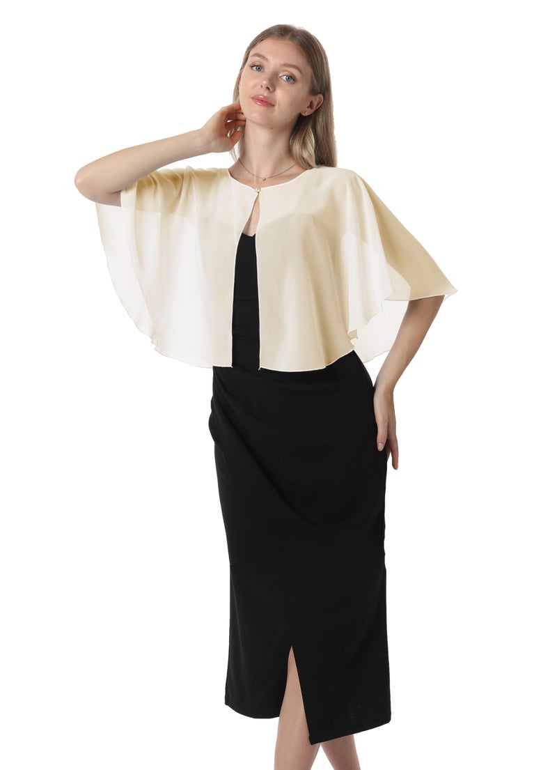 Hotshawl Chiffon Capelet Women's Soft capes Shawls and Wraps for Evening Dress Wedding Cape Cover Up (Pale Champagne) - Image 4